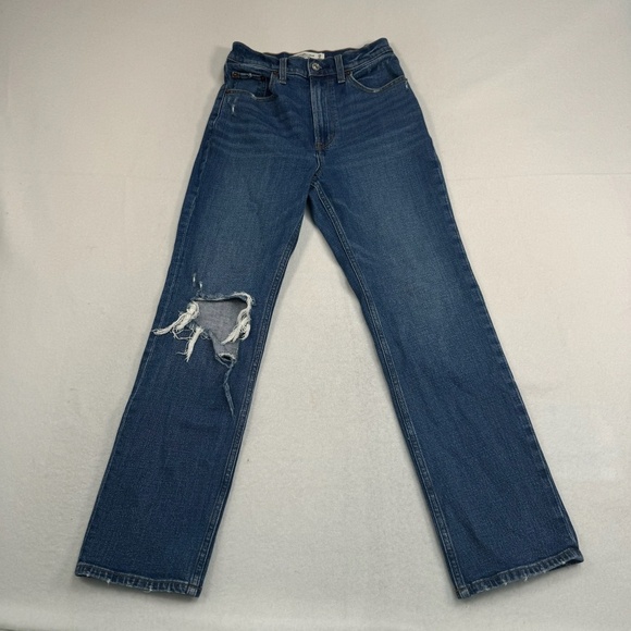 Abercrombie & Fitch Ankle Straight Jeans Womens Size 25/0 Medium Blue High Rise - Picture 2 of 12